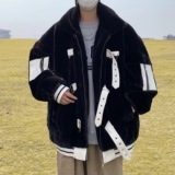 22双色皮扣羊羔绒外套男女宽松仿兔毛加厚棉服上衣秋冬mj606-p168，男装棉衣，电商B288