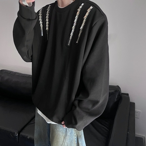 23秋冬男士设计感垫肩多拉链圆领内搭卫衣MJ944-P88现货图片