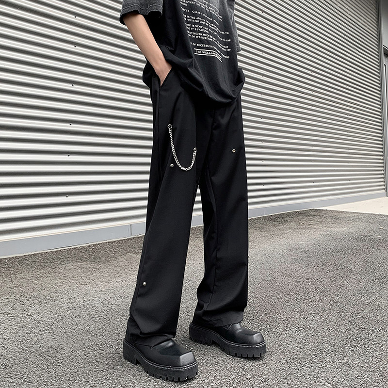 23夏季金属链条质感男士休闲裤冰丝垂感拖地西裤CK129-P68,男装西裤,电商B288