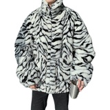 原创个性仿皮草加棉港风男斑马纹嘻哈男大衣棉服b288-mj238-p160，男装棉衣，电商B288