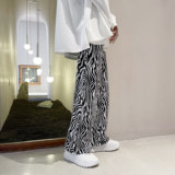 现货！25夏款斑马纹港风休闲显瘦冰丝滑感男士潮休闲裤子ck67-p45，男装休闲裤，电商B288