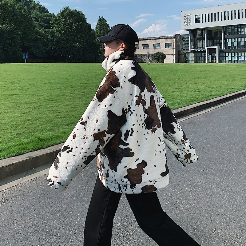 外套冬保暖仿皮草加绒奶牛纹棉衣潮男花风衣毛毛棉服mj379-p135，男装风衣，电商B288