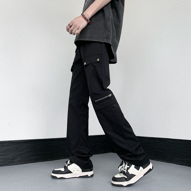 23秋冬多口袋暗黑高街微喇显瘦高个子休闲长裤ck119-p68现货,男装休闲裤,电商B288