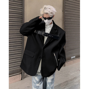 23秋冬男士垫肩绑带皮扣设计感休闲西服XZ11-P128现货图片
