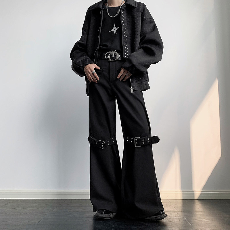 现货！25小众西裤绑带休闲裤微喇廓形金属气眼绊带长裤KZ04-P75，男装西裤，电商B288