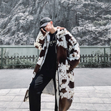 冬季男士潮加厚奶牛纹仿皮草加长过膝潮流棉服外套mj378-p160，男装棉衣，电商B288