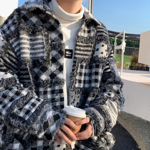 新秋冬肌理感格子加厚雅痞棉衣拼接保暖外套现货B288-mj623-p138，男装棉衣，电商B288