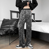 秋季豹纹休闲长裤显瘦丝滑丝绒男士亮面港风裤子b288-ck88-p50，男装休闲裤，电商B288