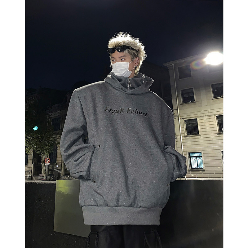 现货25秋冬男士星空卫衣闪粉亮片金属垫肩高领忍者卫衣MJ989-P98,男装卫衣,电商B288