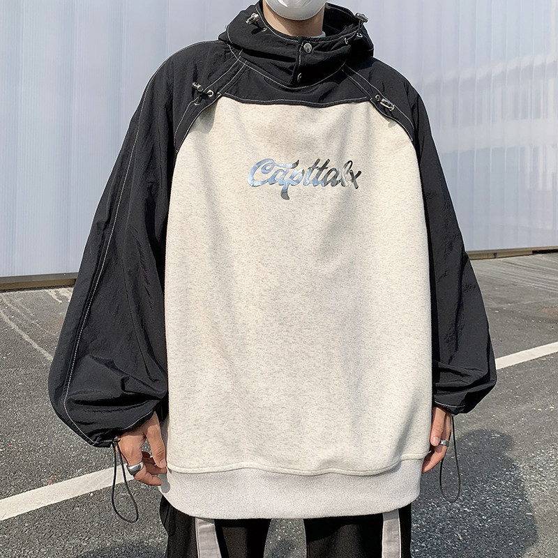 23秋冬拼接撞色连帽设计感印花卫衣WY912-P98现货,男装卫衣,电商B288
