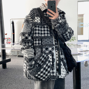 现货流苏特色拼接毛呢夹棉加厚棉服外套乞丐服呢子大衣mj623-p138图片