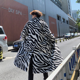 19凹造型立体裁剪斑马纹外套男冬季夹棉中长款毛呢大衣mj245-p180，男装毛呢大衣，电商B288