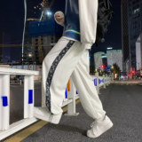 21新款男士反光腰果花休闲裤丝滑冰丝抽绳松紧宽松裤现货ck61-p55，男装休闲裤，电商B288