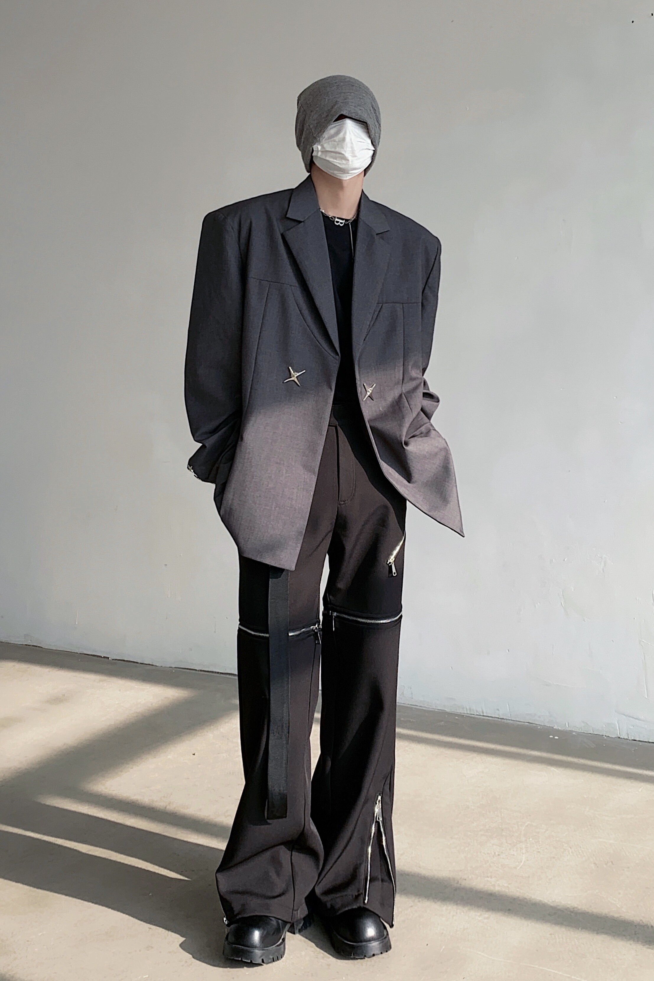 24老钱风设计感星星西装cleanfit质感西服上衣XZ14-P128,男装西服套装,电商B288
