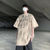 280g潮手绘笔刷涂鸦夏季T恤宽松圆领战损风粗粝感短袖DX48-P45，男装T恤，电商B288