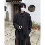 24春季新中式男士提花刺绣道袍设计感交领衬衫CS38-P98，男装衬衫，电商B288
