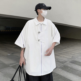 23新高品质金属拉链美式复古高街短袖设计感开衫外套DX41-P68，男装T恤，电商B288