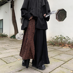 24春季新中式男士设计感书法飘逸裙裤阔腿裤QK01-P98图片