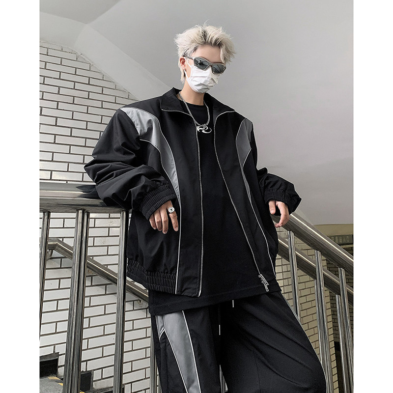 现货！25春秋复古反光分割解构运动套装男士TZ03-裤子p65衣服p98,男装休闲套装,电商B288