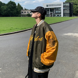 美式街头撞色刺绣棒球服宽松男女复古休闲外套mj368-p95，女装短外套，电商B288