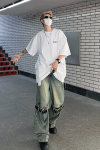 23新解构风金属拉链圆领男士短袖高街T恤MJ708-P68现货图片