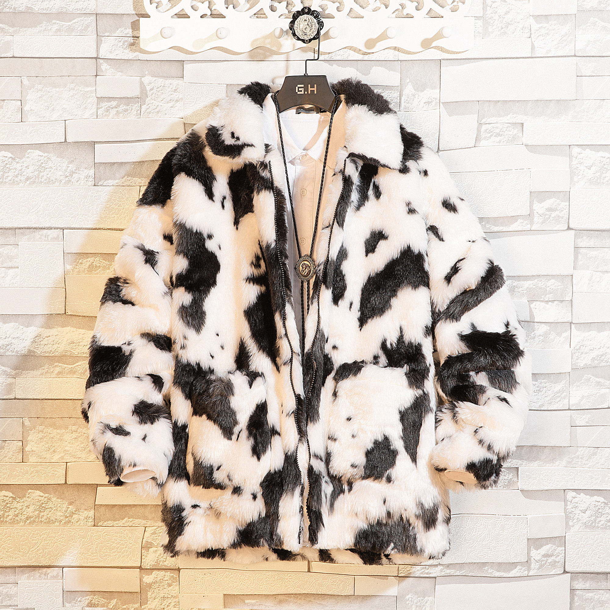 羊羔毛外套仿皮草冬装新加厚奶牛皮草毛毛大衣潮b288-mj234-p150，女装短外套，电商B288