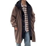 冬季新款撞色毛呢情侣假两件拼接羊羔毛棉衣男加厚外套fy06-p155，男装棉衣，电商B288