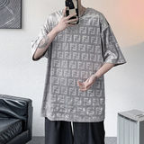 短袖亮面男潮牌宽松夏季T恤潮流嘻哈衣服ins冰丝半截袖tx08-p35，男装T恤，电商B288