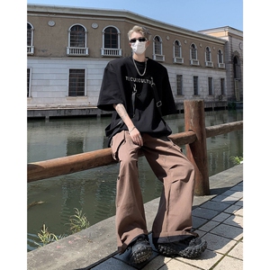 现货！25夏金属印字飘带设计短袖小众暗黑高街T恤男DX69-P65图片