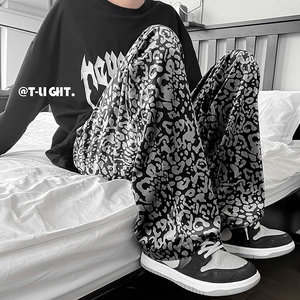 豹纹休闲裤22夏款显瘦丝滑金丝绒男士亮面港风裤子b288-ck88-p50，男装休闲裤，电商B288