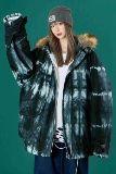 渐变扎染棉衣男女冬季加厚情侣装棉服大毛领连帽外套潮b288-p145，男装棉衣，电商B288