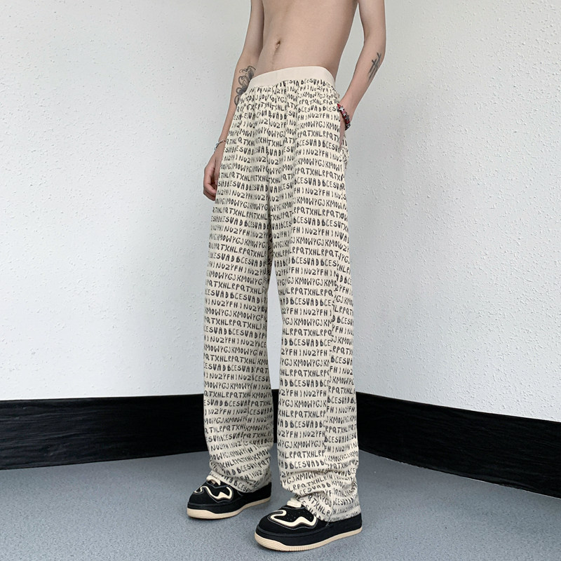 23冰丝字母韩版休闲长裤男士垂感夏季宽松显瘦直筒裤子ck117-p48,男装休闲裤,电商B288