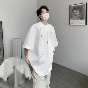 现货！25夏金属拉链垫肩短袖重磅高品质印花高街T恤DX49-P65图片