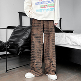 秋冬老花复古休闲嘻哈直筒长裤男休闲开叉褶皱裤潮B288-ck93-p55，男装休闲裤，电商B288