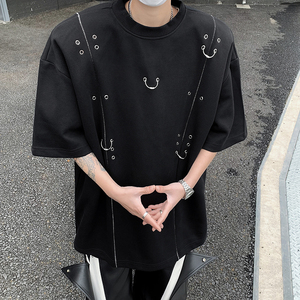 现货！25夏季男士金属垫肩设计感气眼铆钉T恤短袖DX81-P78