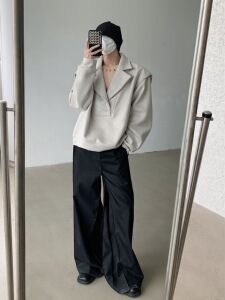 24春季男士新中式大v领性感麂皮绒卫衣mj1024-p95图片