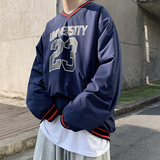 秋冬复古美式棒球风棉服宽松套头潮流港风加棉加厚卫衣mj354-p75，男装棉衣，电商B288