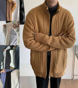 现货 加厚羊羔毛里衬坑条毛衣开衫大码保暖针织外套22MY02-特p68，男装针织衫/毛衣，电商B288