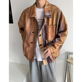 轻熟美式复古晕染夹克外套翻领拉链宽松毛呢大衣现货mj627-p135，男装夹克，电商B288