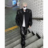 23秋新男夹克外套飞机扣垫肩金属拉链上衣工装西装JK02-P120现货，男装夹克，电商B288