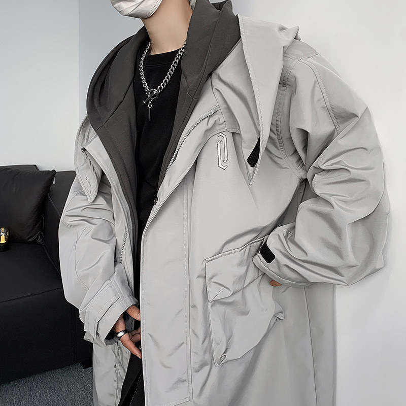 23秋冬假两件设计长款连帽暗黑防风派克棉服MJ950-P178现货,男装棉衣,电商B288