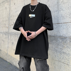 23新辣弟穿搭金属卡扣设计感高街短袖大码T恤DX19-P48