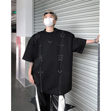 现货！25夏季男士金属垫肩设计感气眼铆钉T恤短袖DX81-P78，男装T恤，电商B288