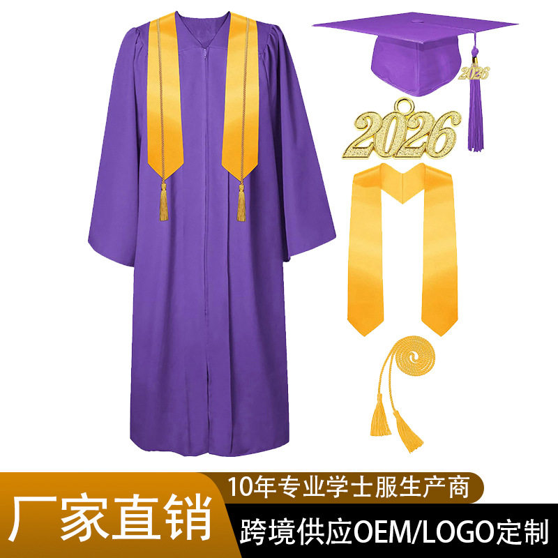 欧美毕业袍学士服四件套大学生男女毕业季拍照服装高中毕业服批发