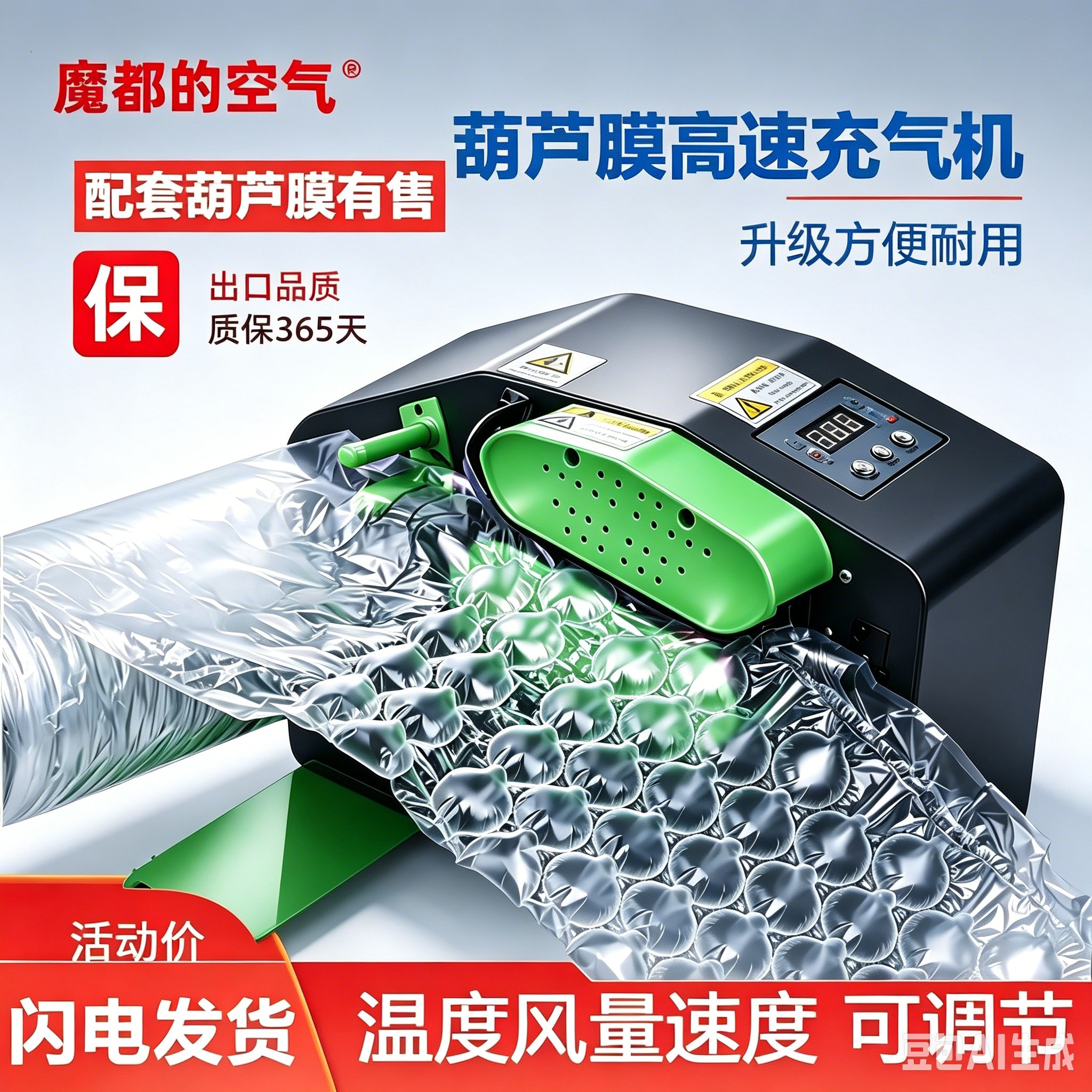 多功能葫芦膜充气机全自动缓冲气垫防震空气填充袋气泡膜充气机器