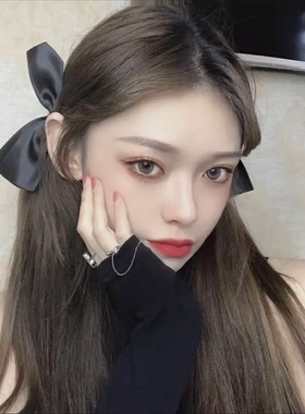 A158新款黑色织带蝴蝶结发夹韩版可爱边夹网红发饰【一对装】