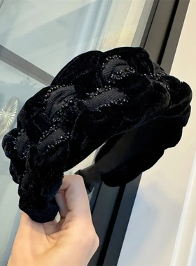 B166-1网红小香风高颅顶发箍韩版秋冬发饰高级感新款丝绒编织发箍