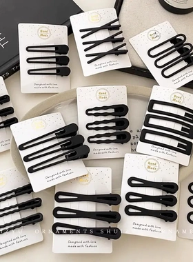 黑色大号一字夹发饰女简约高端发夹前额侧边碎发刘海夹子发卡头饰