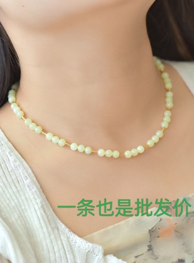 和田玉项链925纯银镶嵌首饰批发专营珠子尺寸5mm