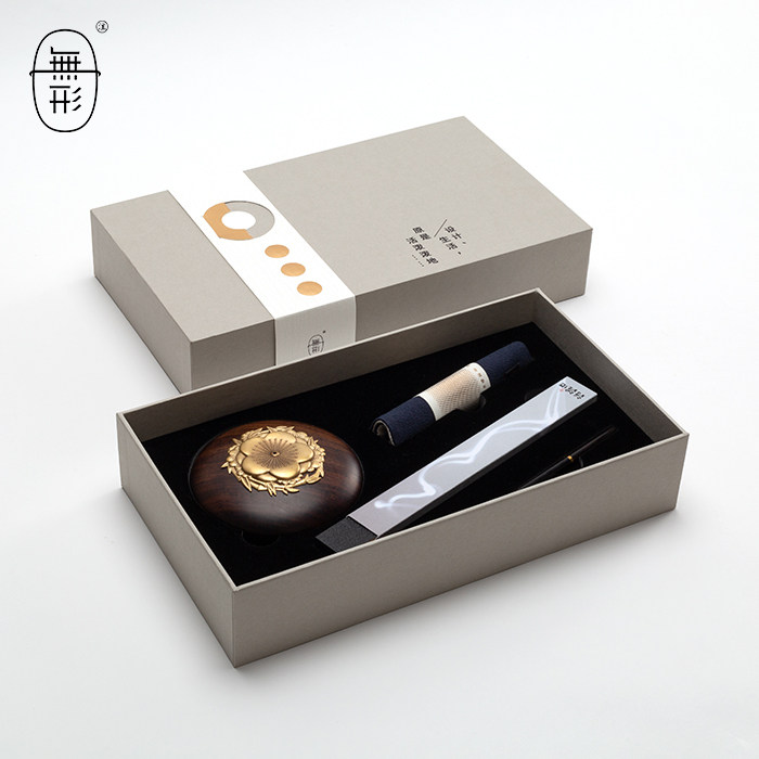 无形 倚风 香座线香插卧香器沉香礼盒黑檀木黄铜雕刻镶嵌顺丰包邮